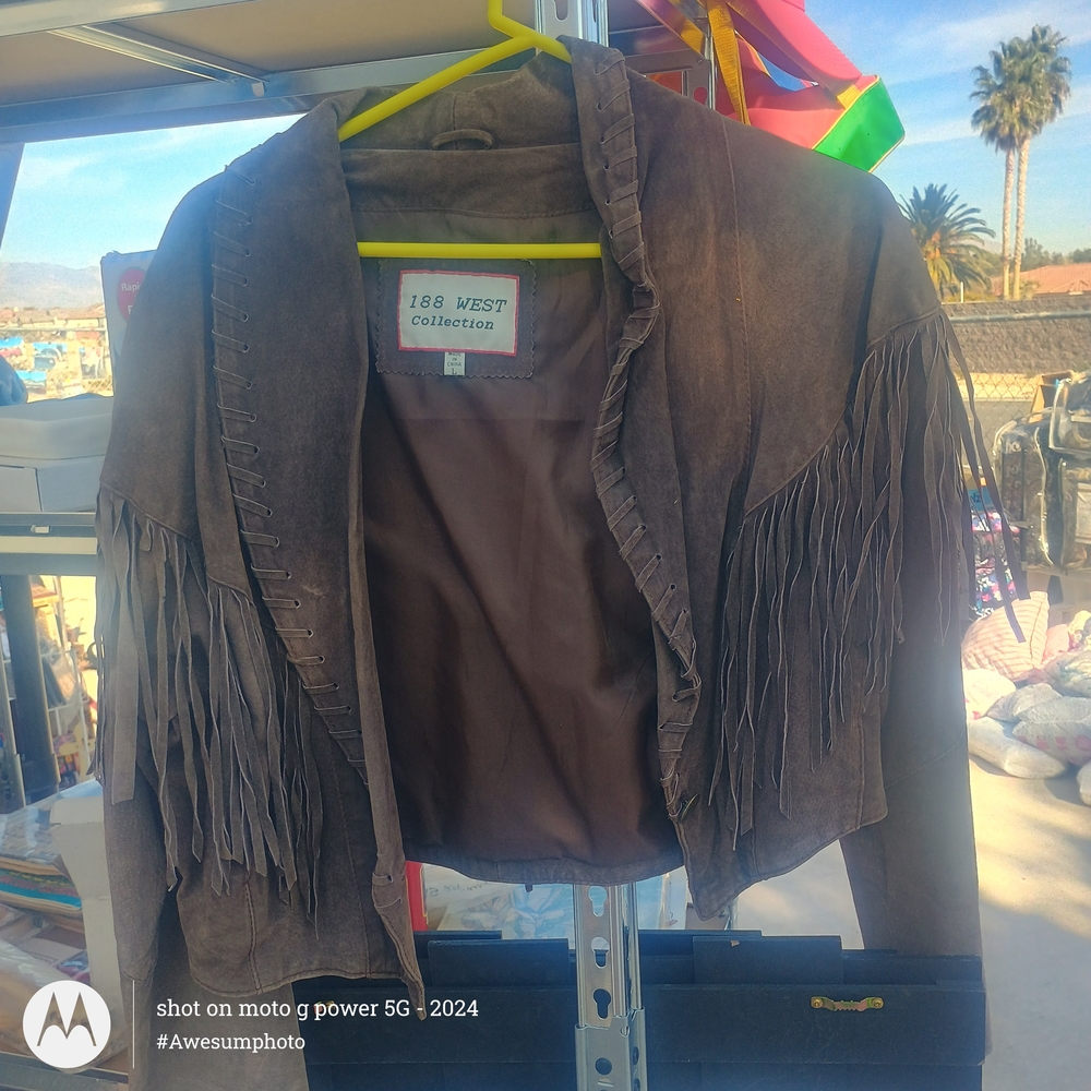 Women's Fringe Leather Jacket - Dark Brown